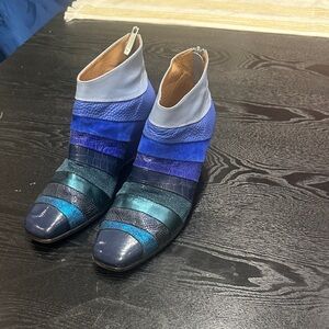 Multicolor Striped Ankle Boots